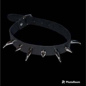COPY - Goth Punk spiked choker, handmade from up cycled scrap genuine leather